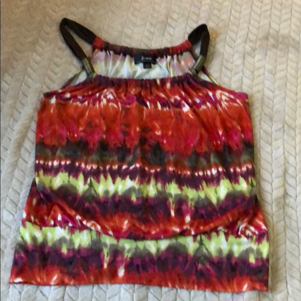 Silky tank top with brass rings on straps